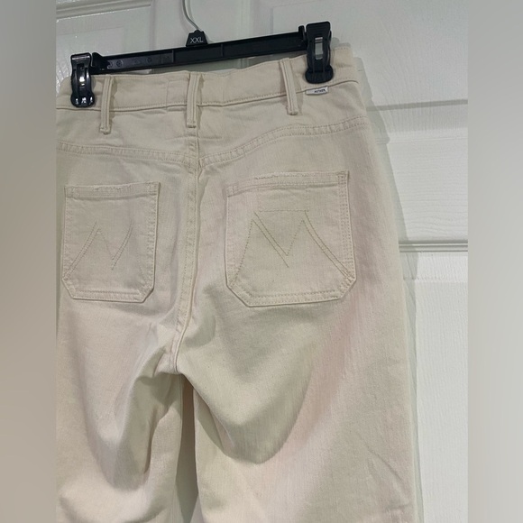 Mother The Hustler Patch Pocket Flood Jeans Cream High Rise Bootcut Size 25 - Picture 10 of 16